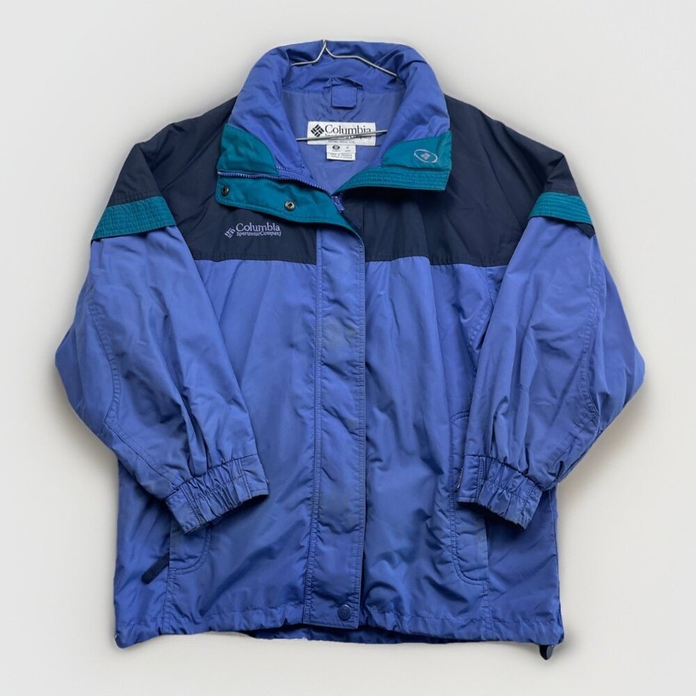 Vintage Columbia Windbreaker Jacket Women Size S Bugaboo Blue GreenPurple